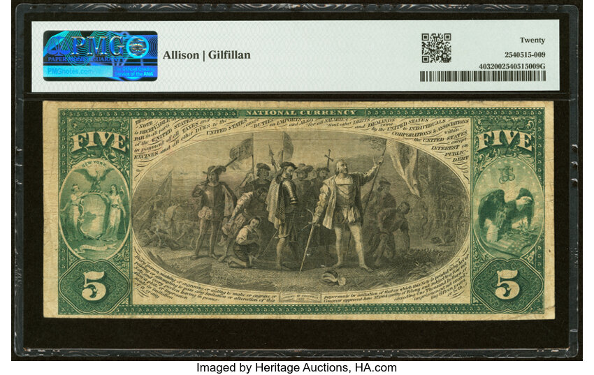 1875 $5  1st Charter Period, Scalloped Seal (Fr. 403) thumbnail 5