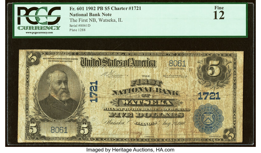 1902 $5  3rd Charter Period, 3rd Issue, Plain Back (Fr. 601) thumbnail 2