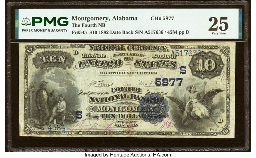 1882 $10  2nd Charter Period, 2nd Issue, Date Back (Fr. 545) thumbnail 2