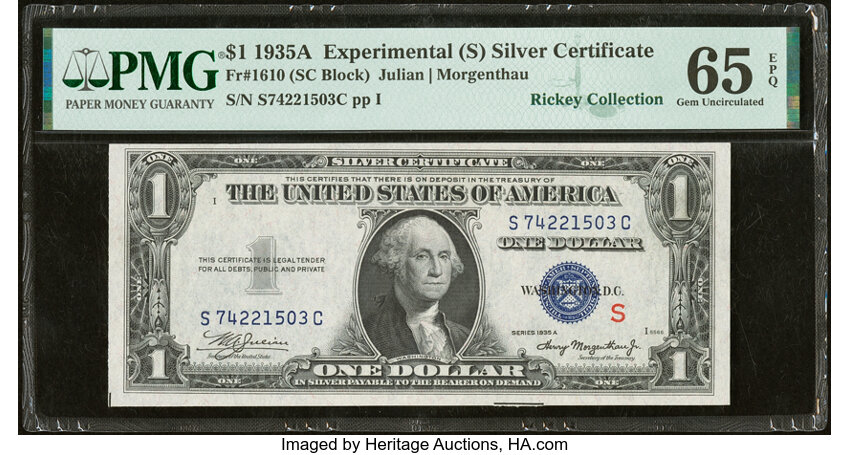 1935A $1  S Experimental (Fr. 1610) thumbnail 3