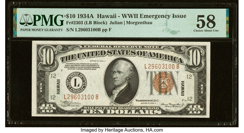 1934A $10  Hawaiian (Fr. 2303) thumbnail 2