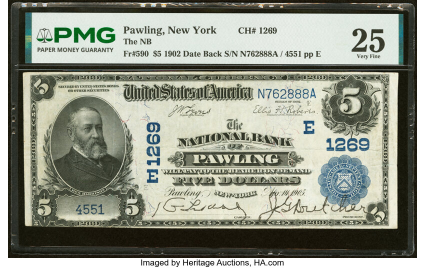 1902 $5  3rd Charter Period, 2nd Issue, Date Back (Fr. 590) thumbnail 2