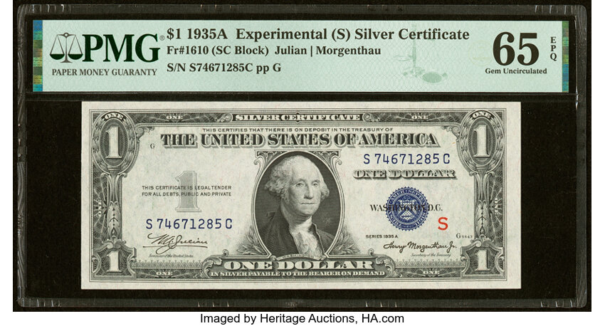 1935A $1  S Experimental (Fr. 1610) thumbnail 2
