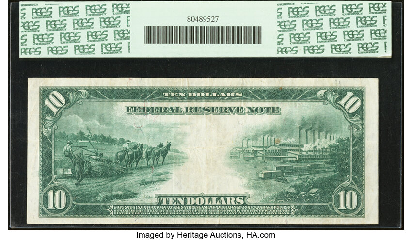 1914 $10  Blue Seal, Kansas City (Fr. 942) thumbnail 3