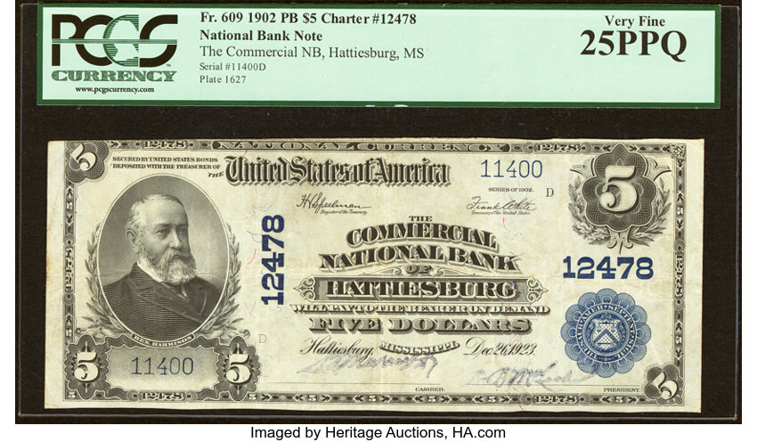 1902 $5  3rd Charter Period, 3rd Issue, Plain Back (Fr. 609) thumbnail 3