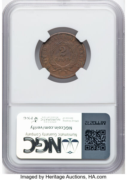 1864 2c Large Motto MS BN AU58 BN thumbnail 2