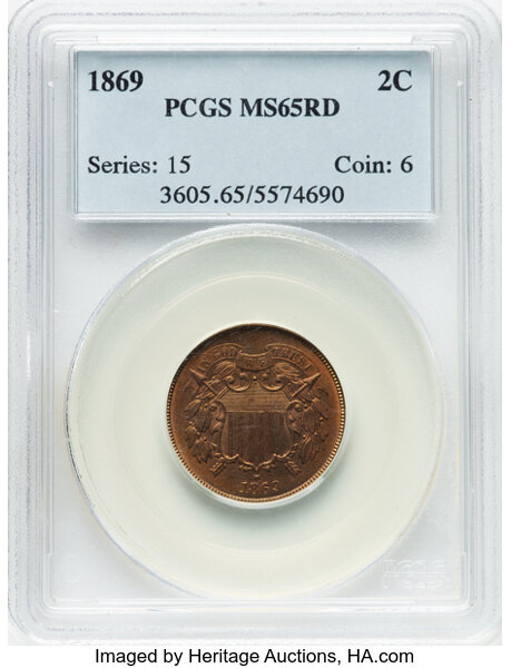 2-Cent Piece Set 2c no 1867 DDO, 10 Coins MS RD thumbnail 14