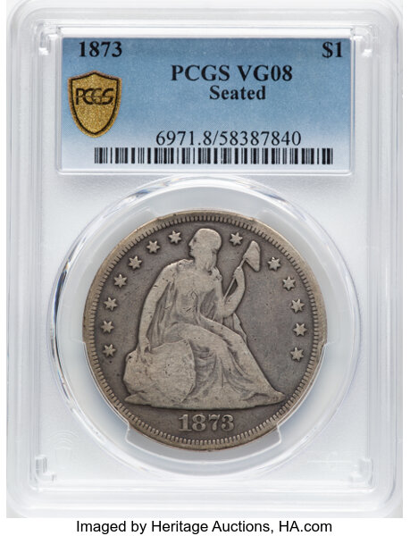 1873 $1  Seated Liberty G6 CAC thumbnail 4