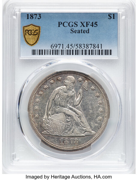 1873 $1  Seated Liberty AU55 thumbnail 20