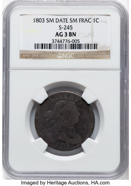 1803 1c Small Date, Small Fraction, S-245  MS BN thumbnail 2