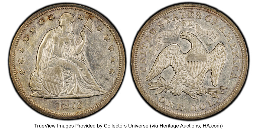 1873 $1  Seated Liberty MS thumbnail 4