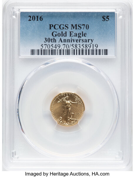 2016 $5  Gold Eagle, 30th Anniversary MS thumbnail 6