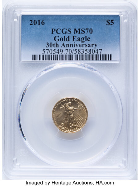2016 $5  Gold Eagle, 30th Anniversary MS thumbnail 9