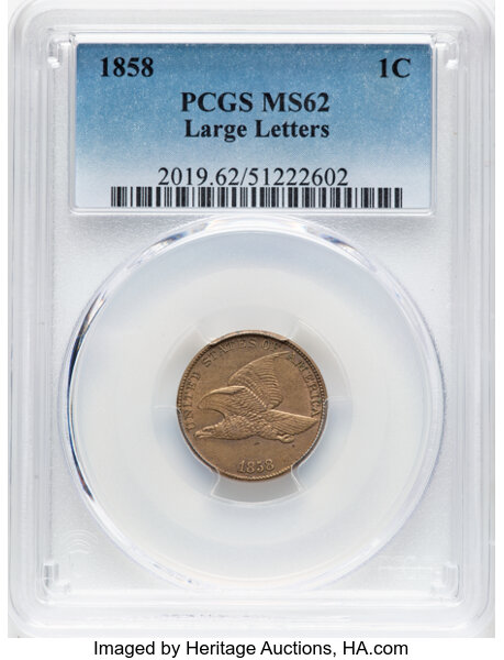 1858 1c Flying Eagle, Large Letters MS thumbnail 3