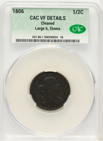 1806 1/2c Large 6, Stems, C-4 MS BN thumbnail 3