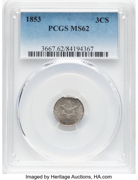 1853 3cS Repunched Date, FS-301 MS thumbnail 2