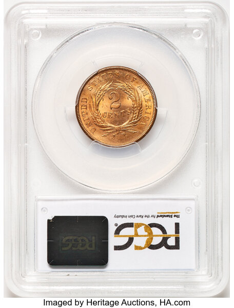 2-Cent Piece 2c 1864-1872 MS RD [Type] MS66 RD CAC thumbnail 6