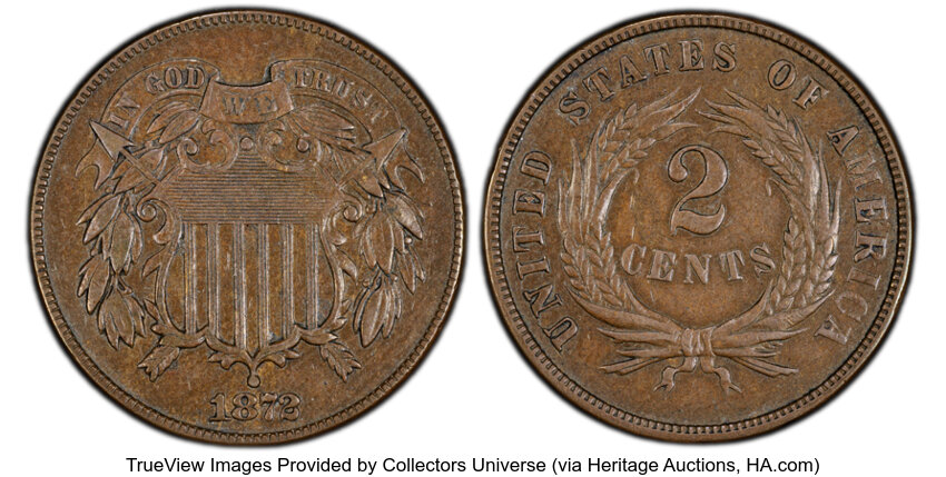 2-Cent Piece Set 2c no 1867 DDO, 10 Coins MS BN thumbnail 18