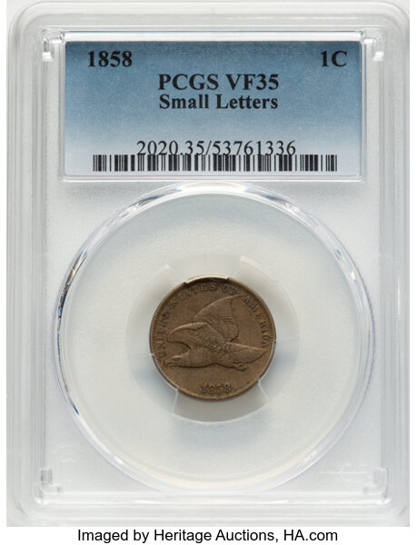 1858 1c Flying Eagle, Small Letters MS thumbnail 5