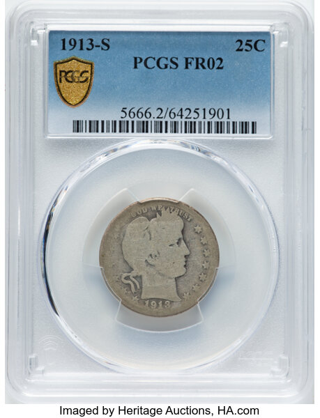 1913-S 25c AG2 CAC thumbnail 2