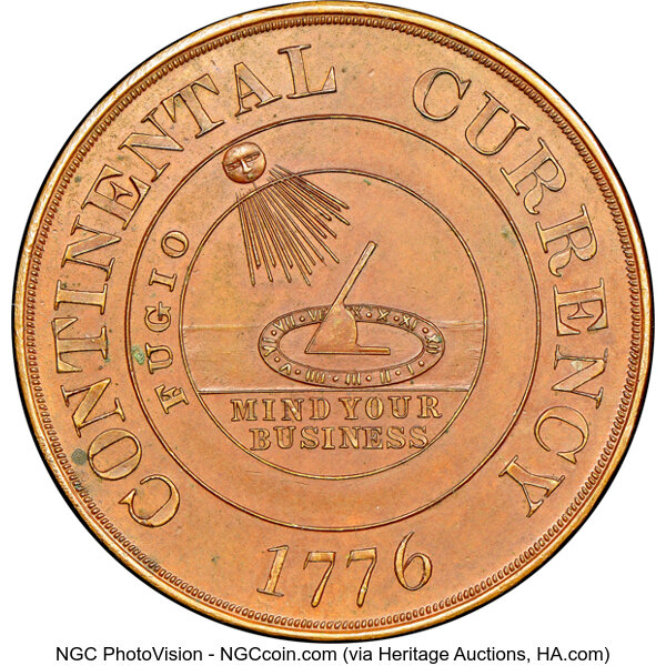 (Dated 1776) SC$1 Continental Dollar Restrike, Copper, HK-853 MS BN thumbnail 2