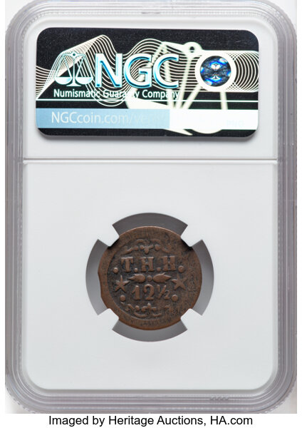1879 12 1/2c Hawaii-T.Hobron Railroad, 2/6 Stars, Thin Planchet MS thumbnail 5