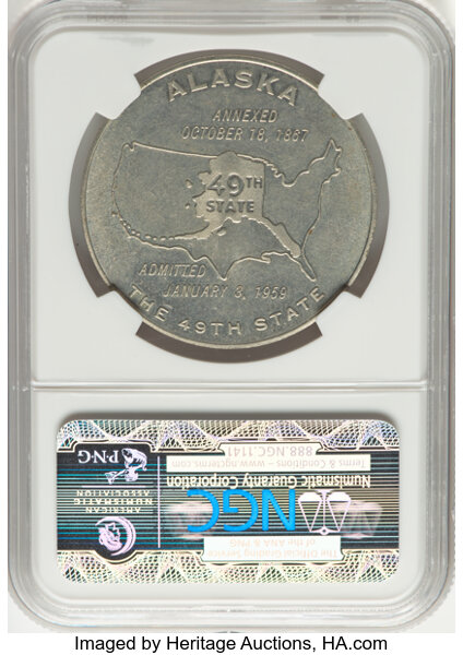 1959 SC$1 Alaska Statehood, Flag Day, Nickel-silver, HK-527 MS thumbnail 3