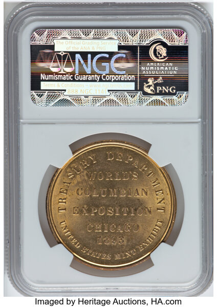 1892-93 SC$1 Columbian Expo, Ty.2, Brass, HK-155 MS thumbnail 5