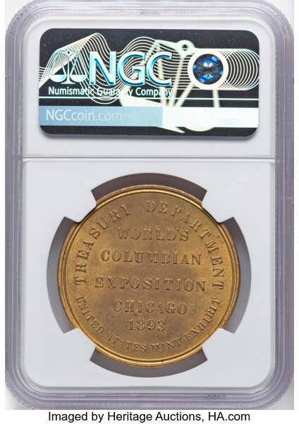 1892-93 SC$1 Columbian Expo, Ty.2, Brass, HK-155 MS thumbnail 6