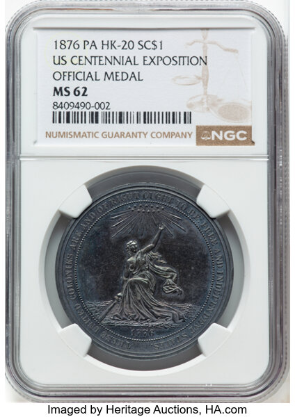 1876 SC$1 U.S. Centennial, Silver, HK-20 MS thumbnail 2