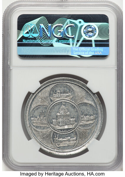 1892-93 SC$1 Columbian Expo, Ferris Wheel, Expo Bldg Rev, Aluminum, HK-171 MS thumbnail 4
