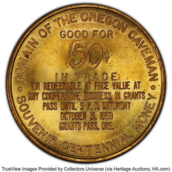 1959 SC$1 Oregon Statehood, Wagon Train, Gilt-bronze, HK-563 MS thumbnail 4