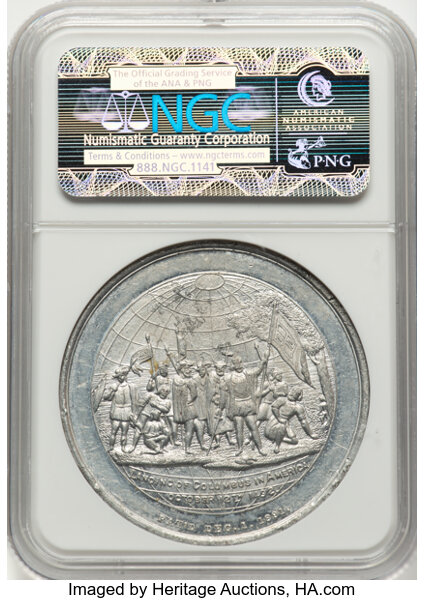 1892-93 SC$1 Columbian Expo, World Globe, Aluminum, HK-174 MS thumbnail 7