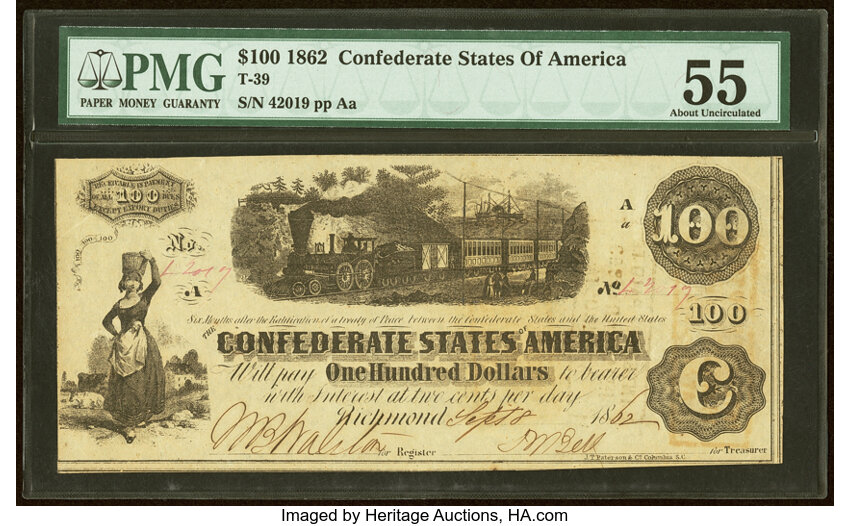 1862-63 $100  Diffused Steam from Engine (Fr. T40) thumbnail 2