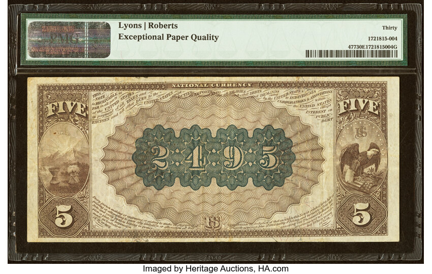 1882 $5  2nd Charter Period, 1st Issue, Brown Back (Fr. 477) thumbnail 20