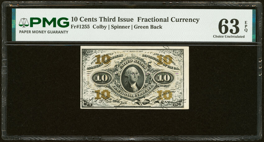  10c Head of George Washington (Fr. 1255) thumbnail 2