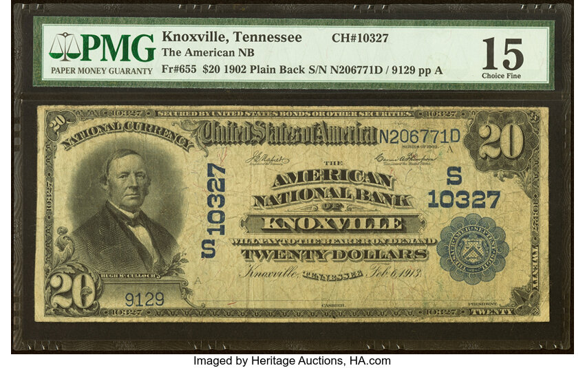 1902 $20  3rd Charter Period, 3rd Issue, Plain Back (Fr. 655) thumbnail 3