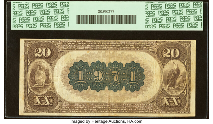 1882 $20  2nd Charter Period, 1st Issue, Brown Back (Fr. 499) thumbnail 9