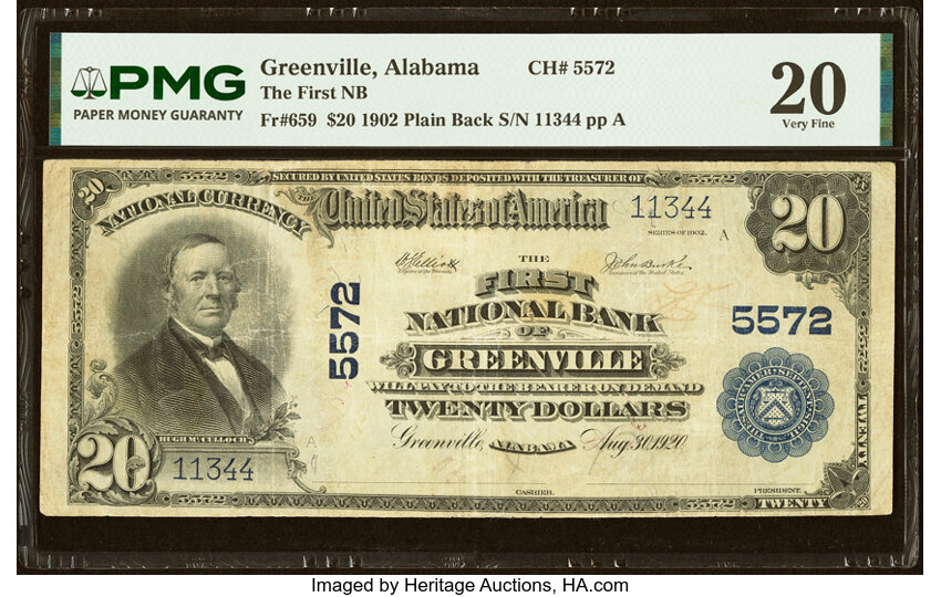 1902 $20  3rd Charter Period, 3rd Issue, Plain Back (Fr. 659) thumbnail 2