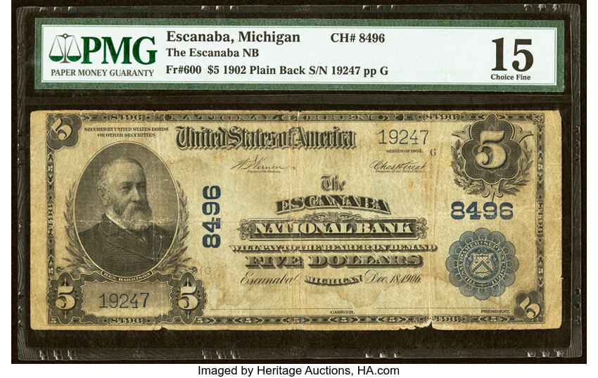 1902 $5  3rd Charter Period, 3rd Issue, Plain Back (Fr. 600) thumbnail 2