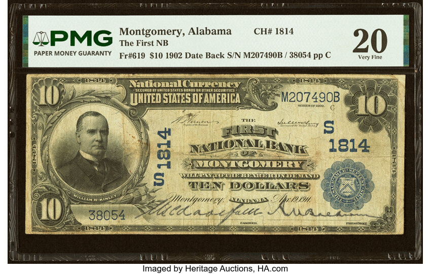 1902 $10  3rd Charter Period, 2nd Issue, Date Back (Fr. 619) thumbnail 2