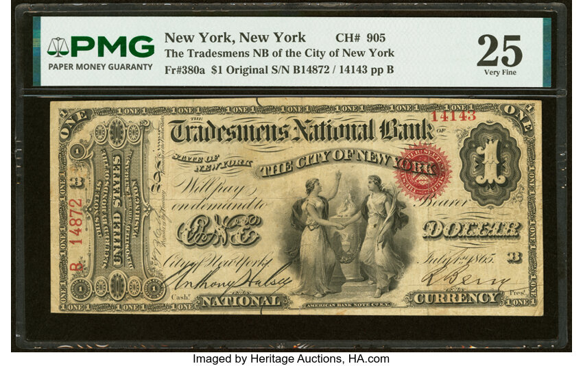 Original $1  1st Charter Period, Seal With Rays (Fr. 380a) thumbnail 3