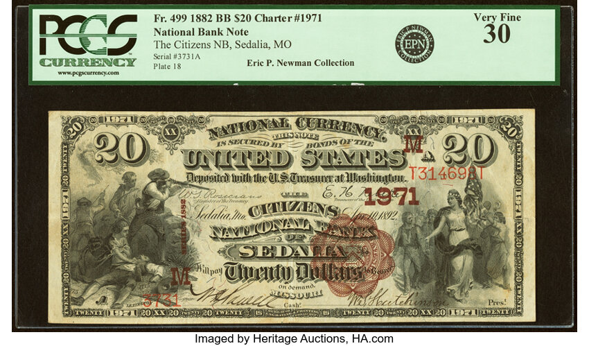 1882 $20  2nd Charter Period, 1st Issue, Brown Back (Fr. 499) thumbnail 2