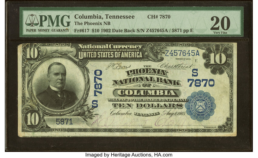 1902 $10  3rd Charter Period, 2nd Issue, Date Back (Fr. 617) thumbnail 2