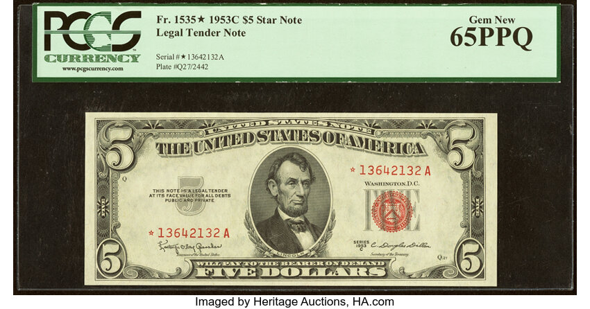 1953C $5  Star Replacement (Fr. 1535*) thumbnail 2
