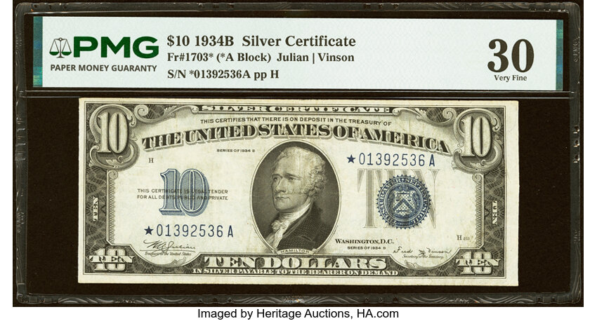 1934B $10  Star Replacement (Fr. 1703*) thumbnail 2