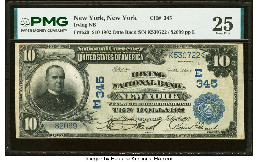 1902 $10  3rd Charter Period, 2nd Issue, Date Back (Fr. 620) thumbnail 2