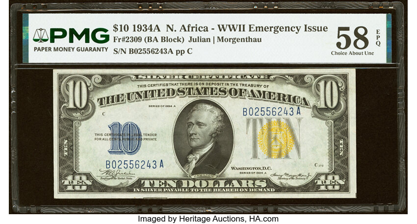 1934A $10  North Africa (Fr. 2309) thumbnail 2