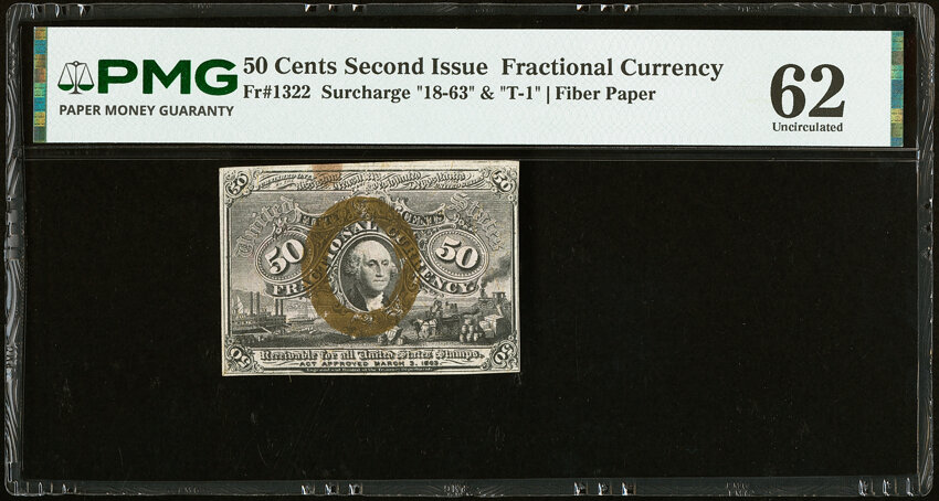  50c Head of George Washington in Bronze Oval Frame (Fr. 1322) thumbnail 2