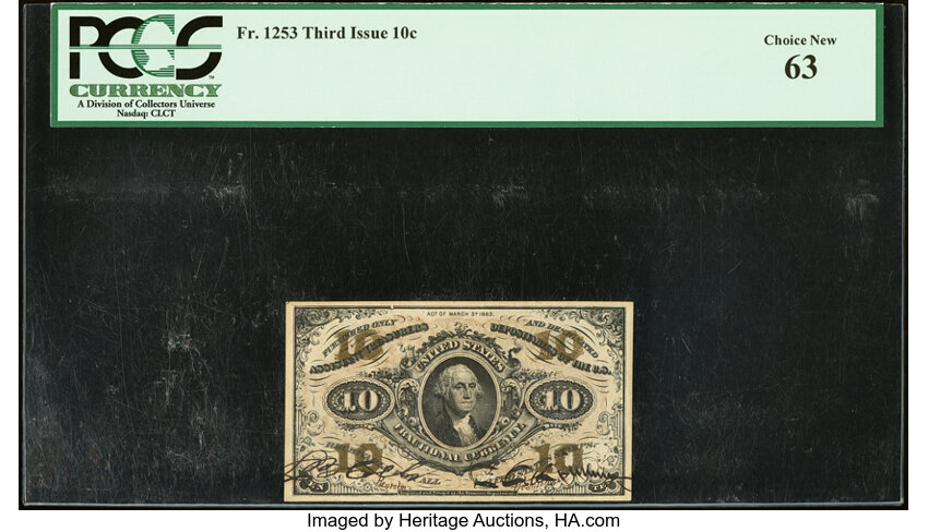 10c Head of George Washington (Fr. 1253) thumbnail 2